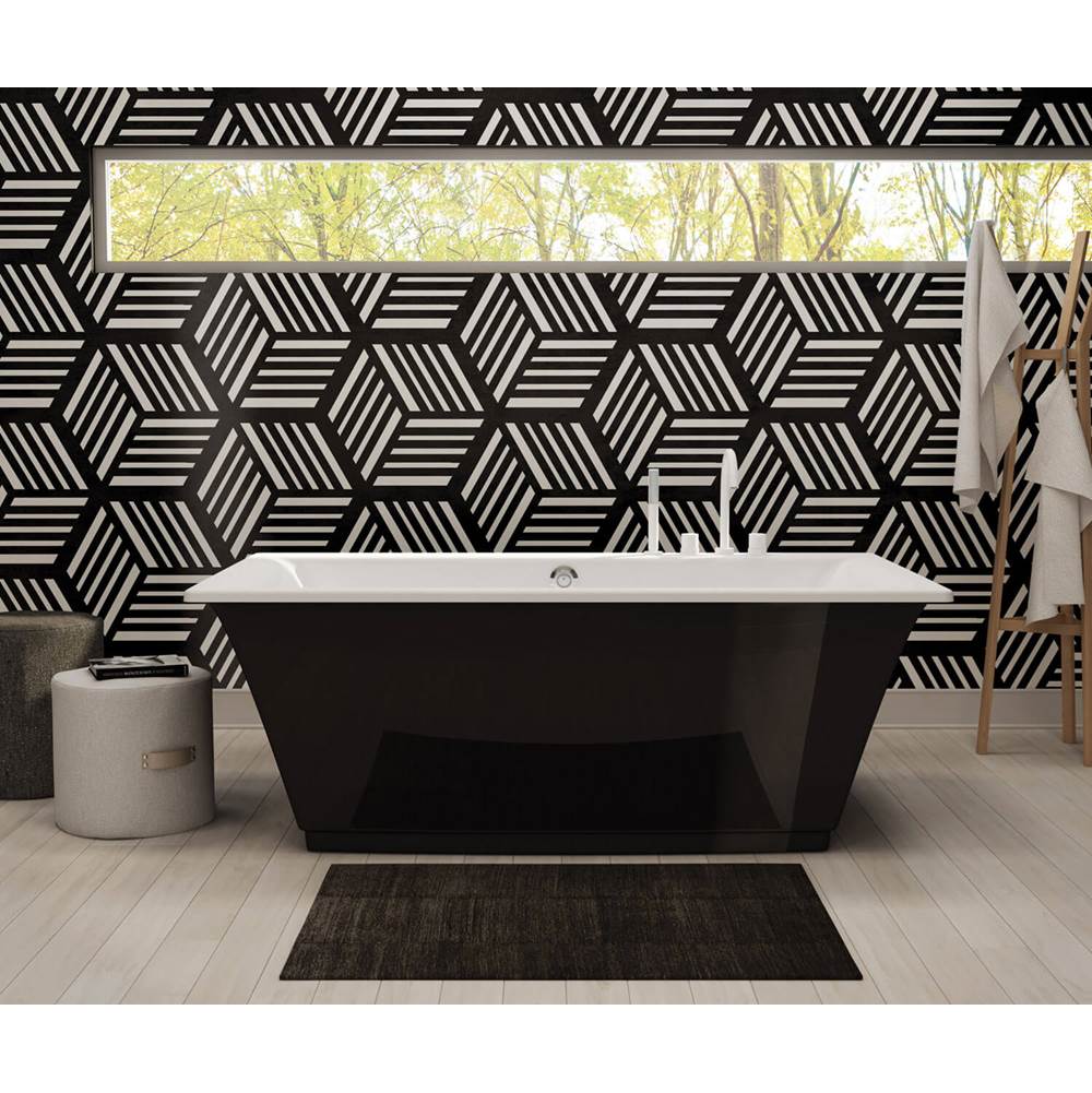 Henry Kitchen and BathMaaxOptik 6636 F Acrylic Freestanding Center Drain Aerofeel Bathtub in White with Black Skirt