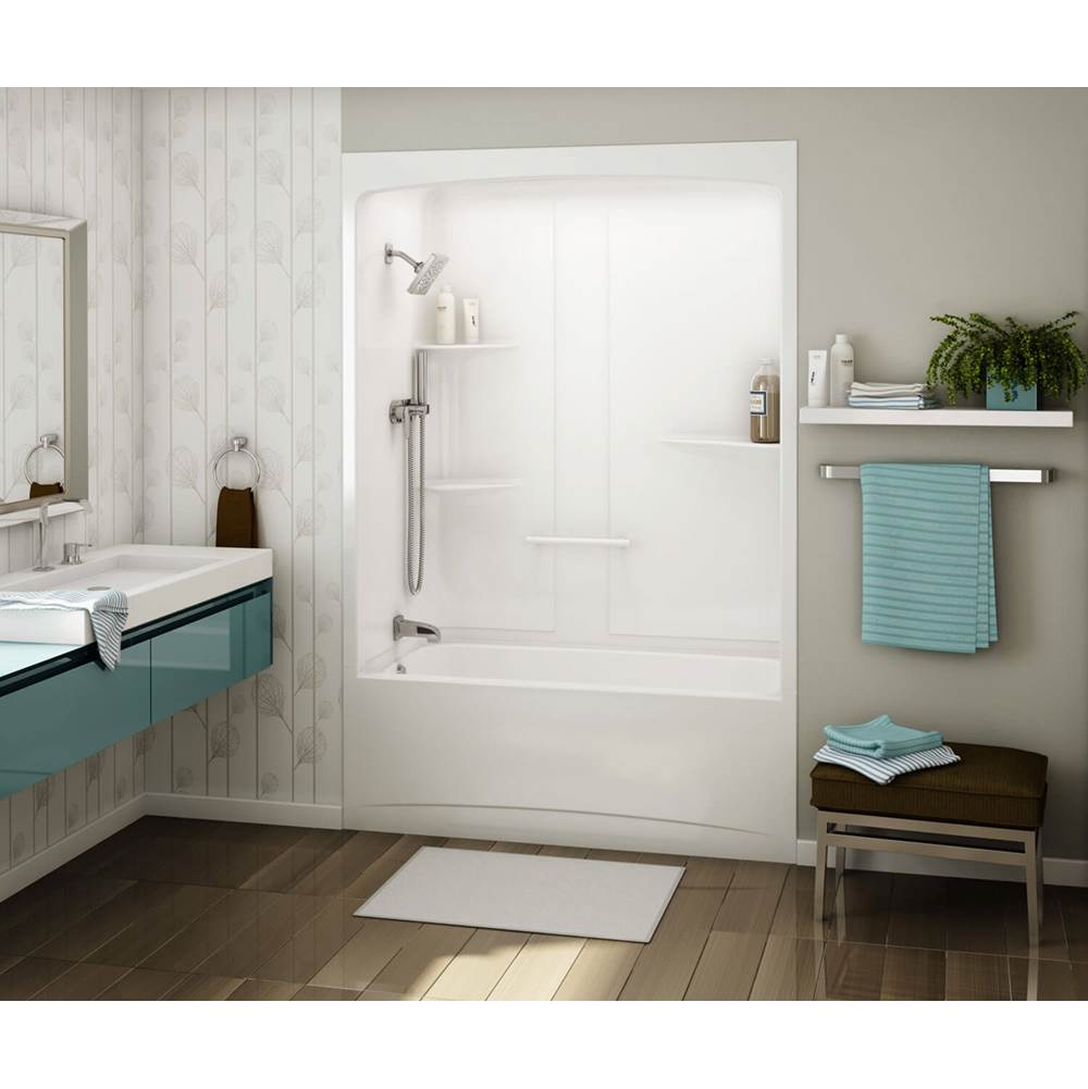 Henry Kitchen and BathMaaxALLIA TSR-6032 Acrylic Alcove Right-Hand Drain Three-Piece Aeroeffect Tub Shower in White