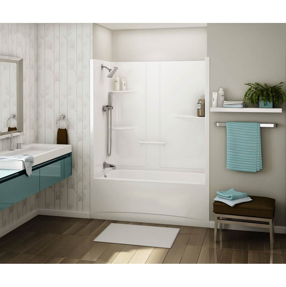 Henry Kitchen and BathMaaxAllia TS-6032 Acrylic Alcove Right-Hand Drain One-Piece Whirlpool Tub Shower in White