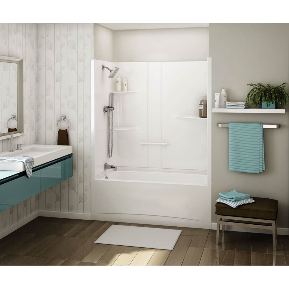 Henry Kitchen and BathMaaxALLIA TS-6032 Acrylic Alcove Left-Hand Drain Two-Piece Whirlpool Tub Shower in White