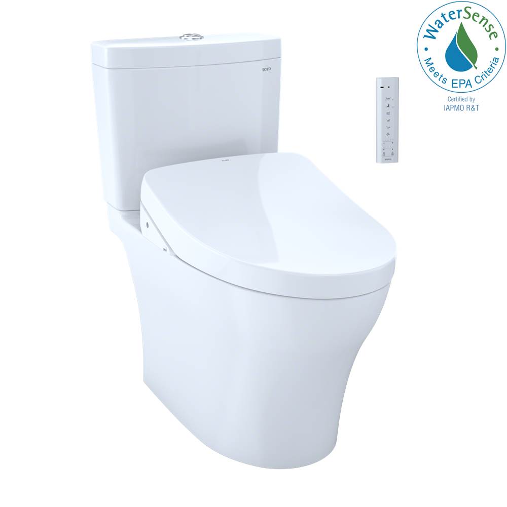 Henry Kitchen and BathTOTOToto Washlet+®  Aquia Iv Two-Piece Elongated Dual Flush 1.28 And 0.9 Gpf Toilet And Contemporary Washlet S500E Bidet Seat, Cotton White