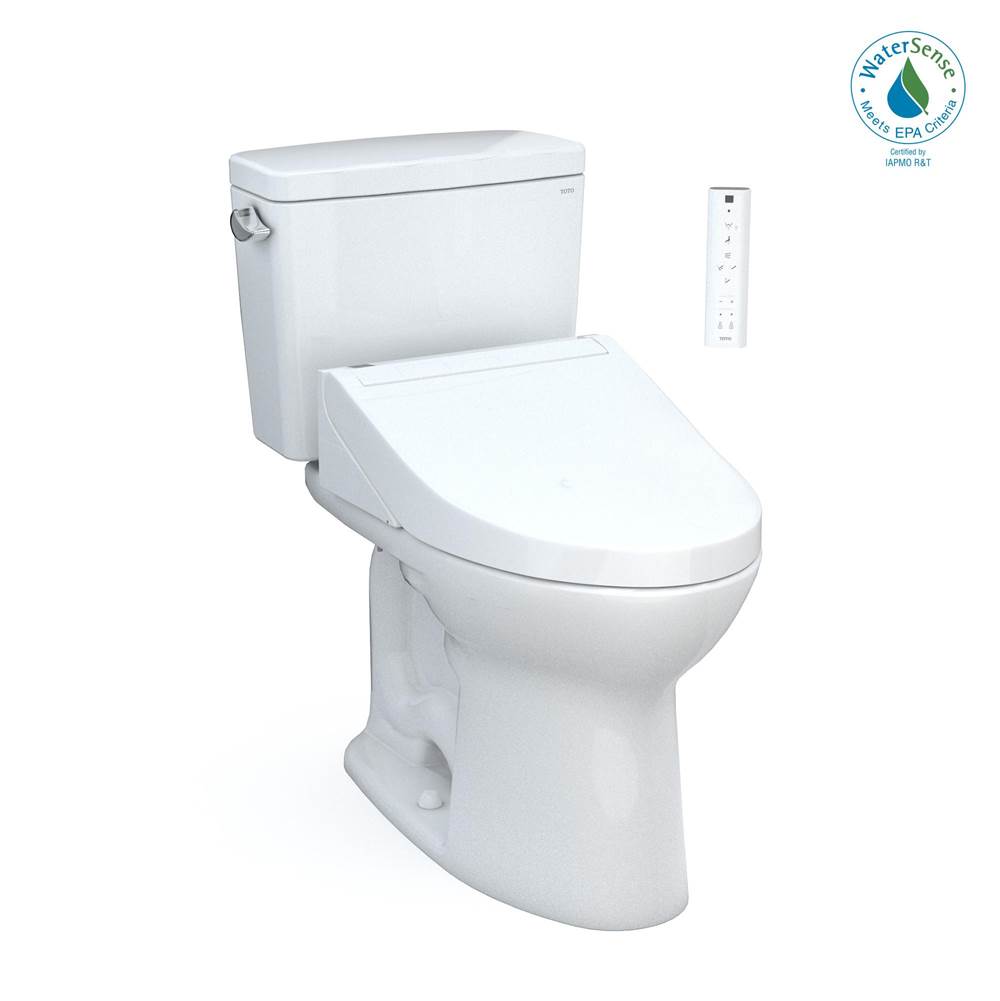 Henry Kitchen and BathTOTOToto® Drake® Washlet®+ Two-Piece Elongated 1.28 Gpf Universal Height Tornado Flush® Toilet With C5 Bidet Seat, 10 Inch Rough-In, Cotton White