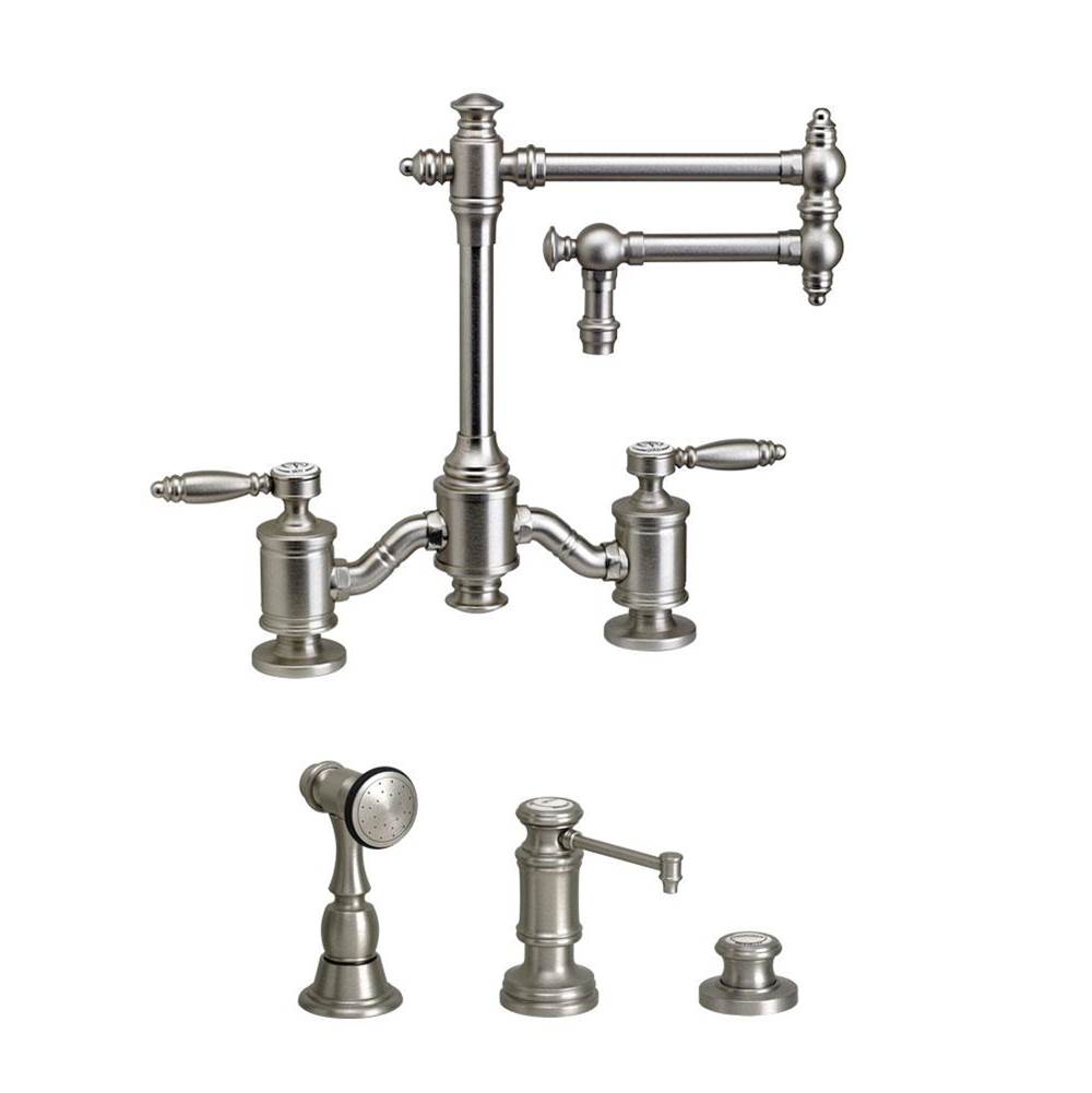 Henry Kitchen and BathWaterstoneWaterstone Towson Bridge Faucet - 12'' Articulated Spout - Lever Handles - 3pc. Suite