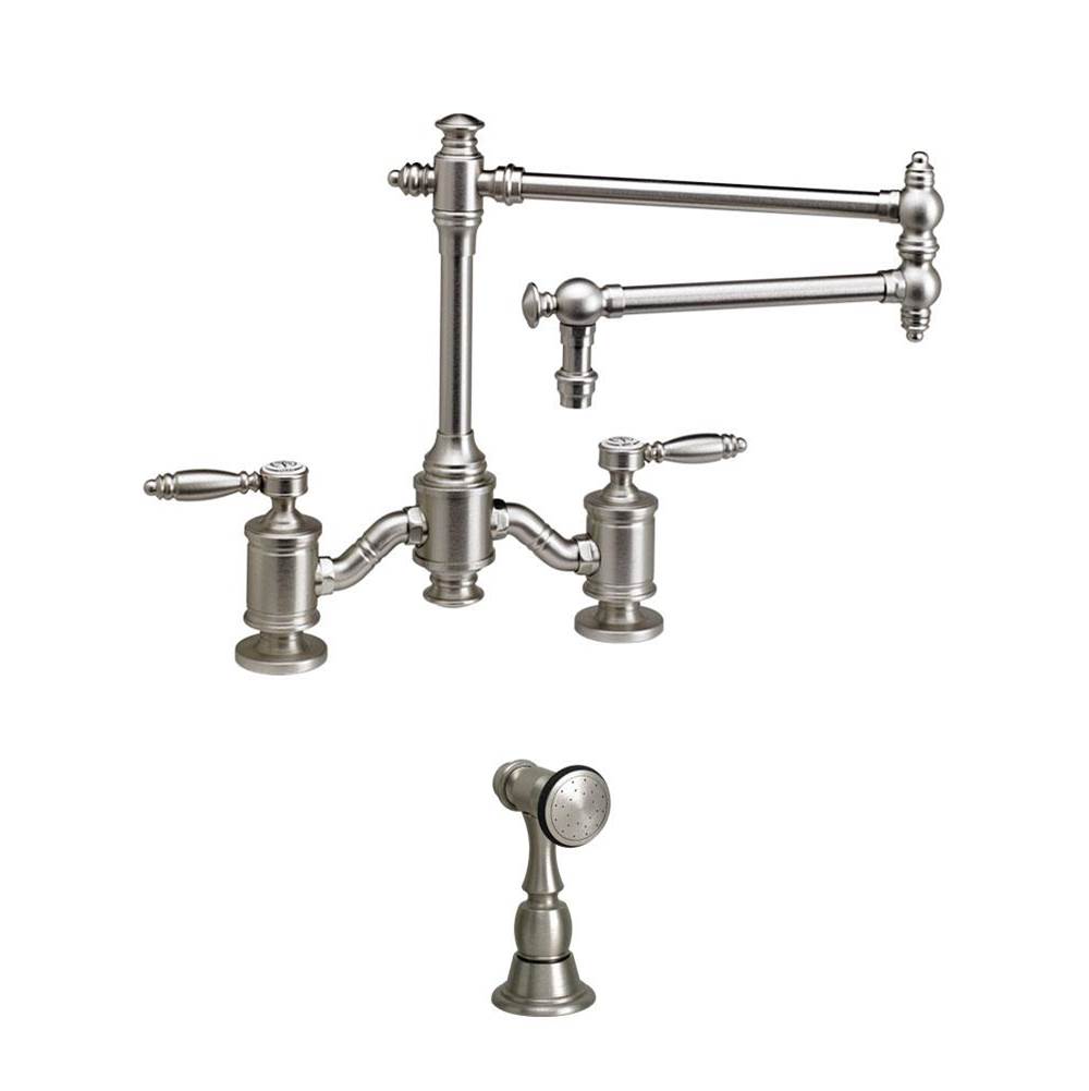 Henry Kitchen and BathWaterstoneWaterstone Towson Bridge Faucet - 18'' Articulated Spout - Lever Handles w/ Side Spray