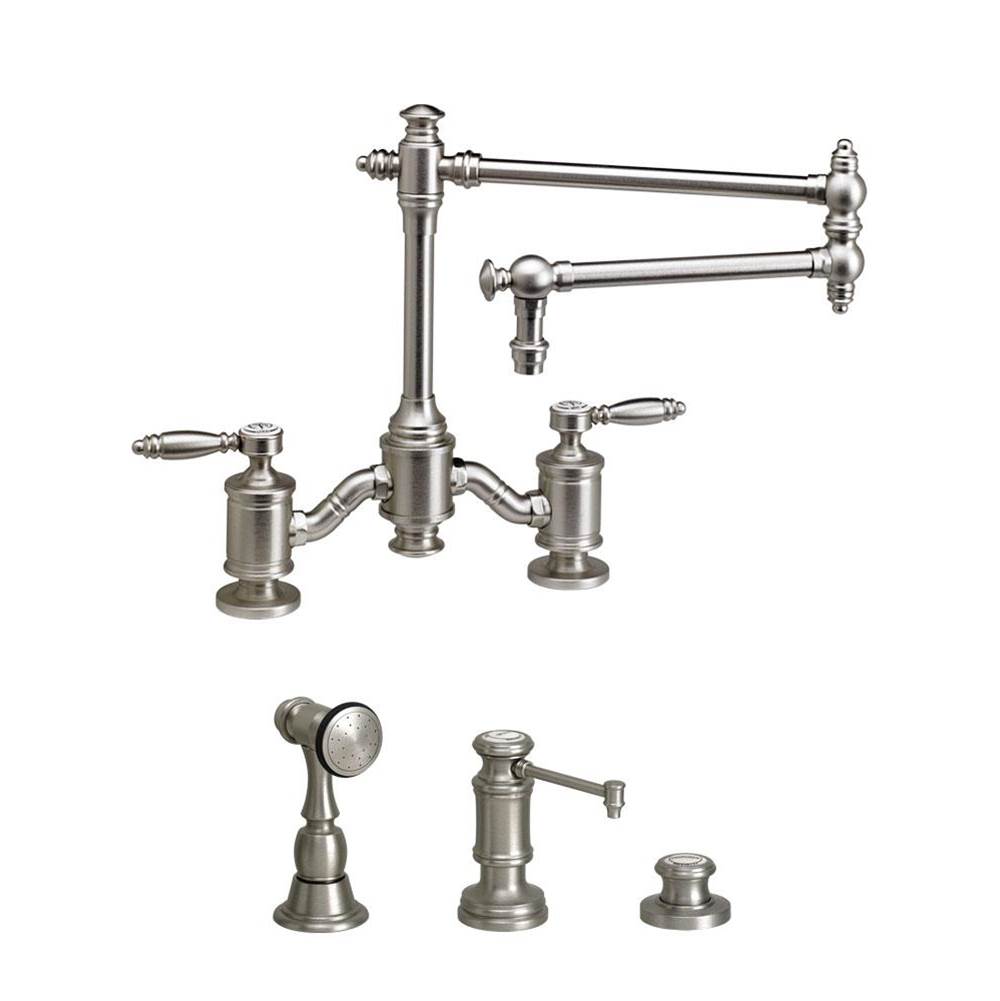 Henry Kitchen and BathWaterstoneWaterstone Towson Bridge Faucet - 18'' Articulated Spout - Lever Handles - 3pc. Suite