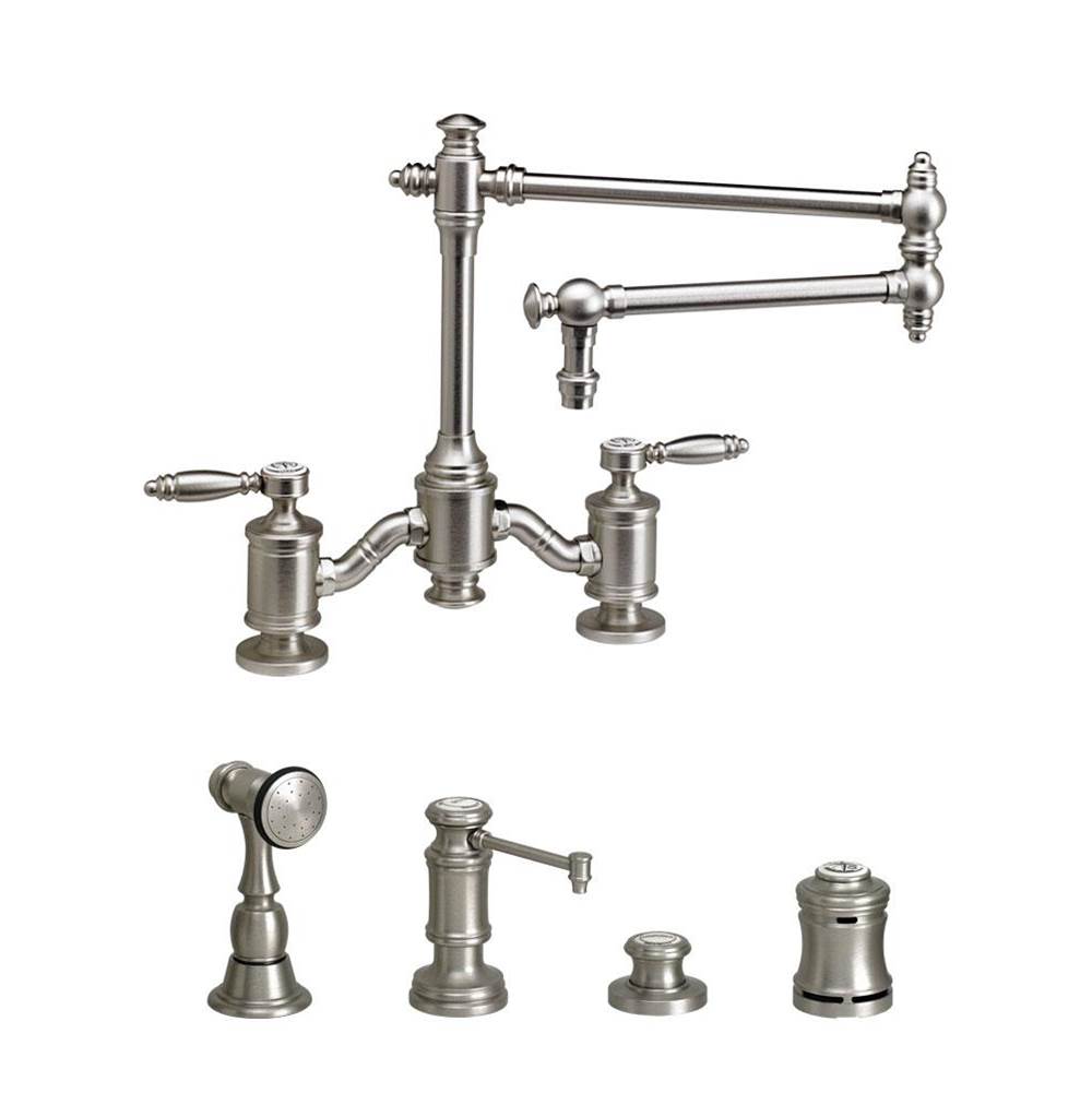 Henry Kitchen and BathWaterstoneWaterstone Towson Bridge Faucet - 18'' Articulated Spout - Lever Handles - 4pc. Suite