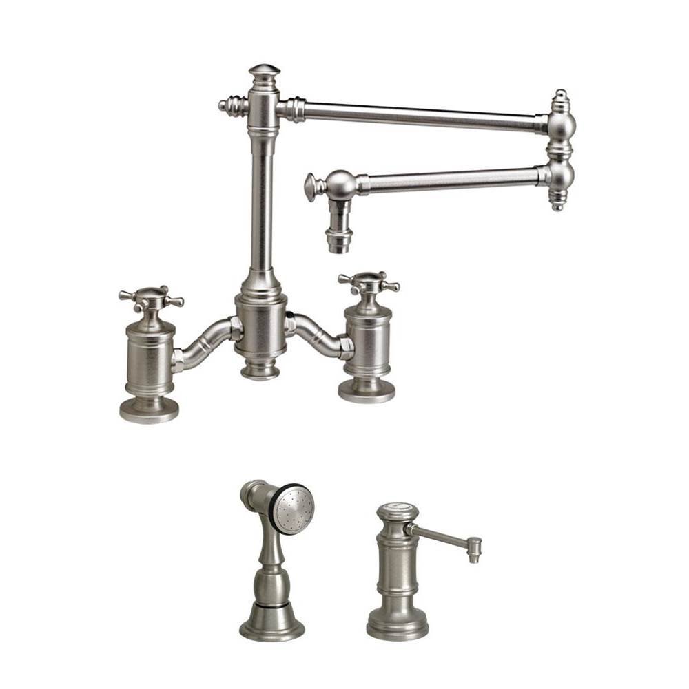 Henry Kitchen and BathWaterstoneWaterstone Towson Bridge Faucet - 18'' Articulated Spout - Cross Handles - 2pc. Suite
