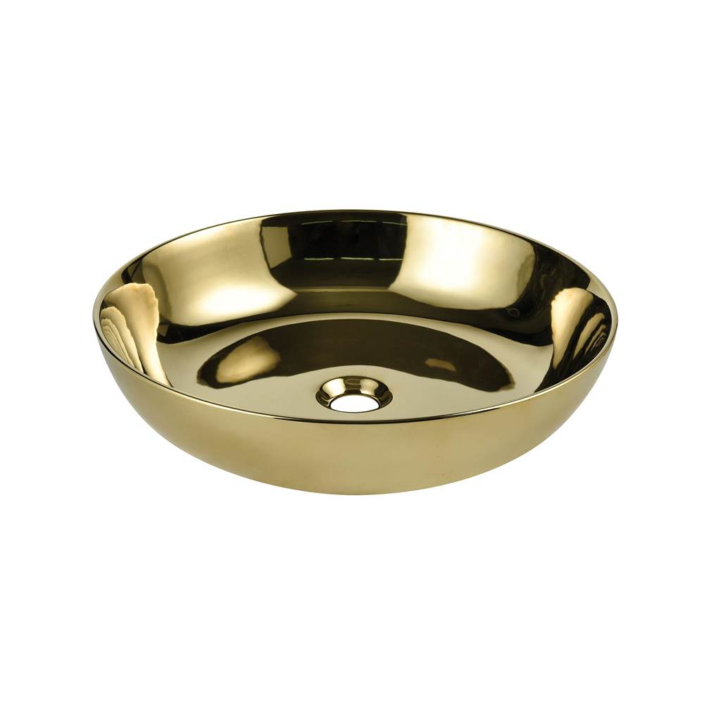 Henry Kitchen and BathRyvyrVitreous China Round Vessel Sink - Polished Gold 18.7 inch